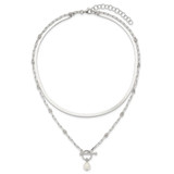 Sterling Silver Polished Baroque White Crystal Pearl Multi-strand 14 inch with 2 inch Extension Necklace
