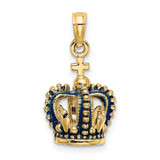 14K 3-D w/ Blue Enamel Crown Charm