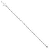 Sterling Silver Polished Bead Rosary 7.5 inch Bracelet
