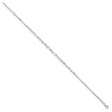 Sterling Silver Polished Beaded 2-strand 9 inch Plus 1 inch ext. Anklet