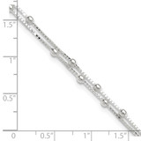 Sterling Silver Polished Beaded 2-strand 9 inch Plus 1 inch ext. Anklet