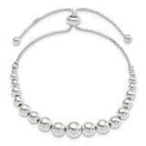 Sterling Silver Polished Beaded Adjustable Bracelet - QG-027D864E-9356