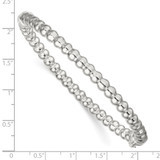 Sterling Silver Polished Beaded Design 5.00mm Hinged Bangle