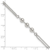 Sterling Silver Polished Beaded Double Strand 9 inch with 1 inch Extension Anklet - QG-2FA32F46-1974