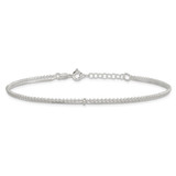 Sterling Silver Polished Beaded Double Strand 9 inch with 1 inch Extension Anklet - QG-61DF5F49-1786