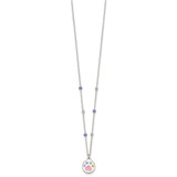 Sterling Silver Polished Beaded Enameled Multi-color Heart Pawprint Childrens 14 inch Necklace