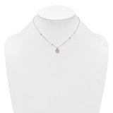 Sterling Silver Polished Beaded Enameled Multi-color Heart Pawprint Childrens 14 inch Necklace