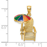 14K 3-D w/ Enamel Umbrella Beach Chair Charm