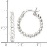 Sterling Silver Polished Beaded Hoop Earrings - QE-74ADA5FE-3593