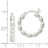 Sterling Silver Polished Beaded Hoop Earrings - QE-8BD120AB-7950