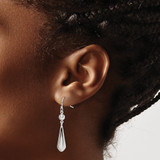 Sterling Silver Polished Beaded Teardrop Dangle Earrings - QE-16F74EB0-3492