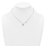 Sterling Silver Polished Beaded Turquoise and Grooved Seashell 16 inch with 2 inch Extension Necklace