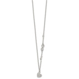 Sterling Silver Polished Beaded White CZ Infinity and Heart 16 inch with 2 inch Extension Necklace