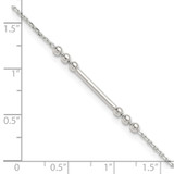 Sterling Silver Polished Beads and Bar 9 inch with 1 inch Extension Anklet