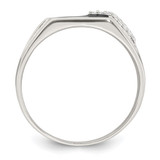 Sterling Silver Polished Black Enameled and White CZ Size 11 Mens Signet Ring