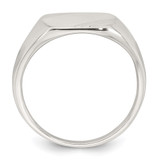 Sterling Silver Polished Brushed and Grooved 15.3mm x 13.2mm Rectangle Closed Back Size 10 Mens Signet Ring