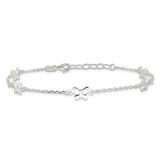 Sterling Silver Polished Butterfly 9in Plus 1in Ext Anklet - QG-3678250A-1919