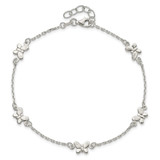 Sterling Silver Polished Butterfly 9in Plus 1in Ext Anklet - QG-3678250A-1919