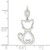 Sterling Silver Polished Cat Charm - QC-F987AB2B-5483