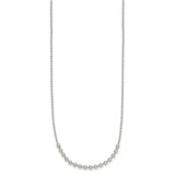 Sterling Silver Polished Center Beaded 18 Inch Necklace