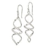 Sterling Silver Polished Corkscrew Twisted Dangle Earrings
