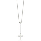 Sterling Silver Polished Cross Adjusts up to 23.5 inch Necklace