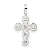 Sterling Silver Polished Cross CZ Charm