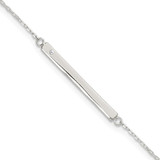 Sterling Silver Polished Crystal Bar 9in Plus 1in ext Anklet