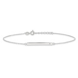 Sterling Silver Polished Crystal Bar 9in Plus 1in ext Anklet