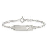 Sterling Silver Polished Cut-out Heart Box Link Childrens 5.5 inch with 0.5 inch Extension ID Bracelet
