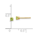 14k 3mm August/Peridot Post Earrings
