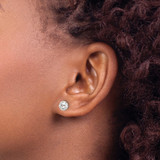 Sterling Silver Polished CZ 6.5mm Ball Stud Earrings