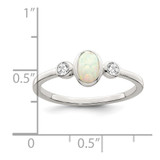 Sterling Silver Polished CZ and White Created Opal Ring - QR-F49FFA11-6863