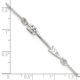 Sterling Silver Polished CZ Arrow Bracelet