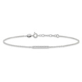 Sterling Silver Polished CZ Bar 9in Plus 1in Ext. Anklet