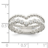 Sterling Silver Polished CZ Beaded Double Fancy Ring - QR-014138F0-6066