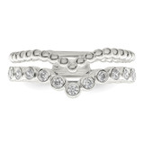 Sterling Silver Polished CZ Beaded Double Fancy Ring - QR-014138F0-6066