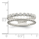 Sterling Silver Polished CZ Beaded Double Fancy Ring - QR-803A180D-2196