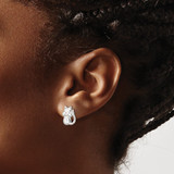 Sterling Silver Polished CZ Cat Earrings