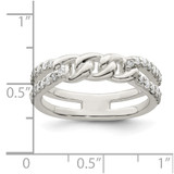 Sterling Silver Polished CZ Chain Detail Ring - QR-B96DD228-8914