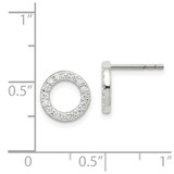 Sterling Silver Polished CZ Circle Post Earrings - QE-3972DDC0-3213