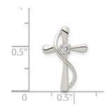 Sterling Silver Polished CZ Cross Pendant - QC-EB8AA65B-7026