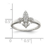 Sterling Silver Polished CZ Fleur De Lis Ring - QR-3CBE89FA-5580