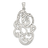 Sterling Silver Polished CZ Floral Pendant - QP-201AE9BB-4542