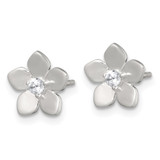 Sterling Silver Polished CZ Flower Post Earrings