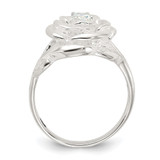 Sterling Silver Polished CZ Flower Rose Ring - QR-2ED2A7FC-6774