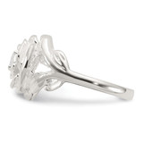Sterling Silver Polished CZ Flower Rose Ring - QR-2ED2A7FC-6774