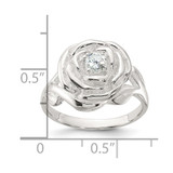 Sterling Silver Polished CZ Flower Rose Ring - QR-C8B55233-5495