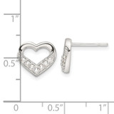 Sterling Silver Polished CZ Heart Post Earrings - QE-539997B5-3404