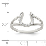 Sterling Silver Polished CZ Horseshoe Ring - QR-3F4187B9-7615